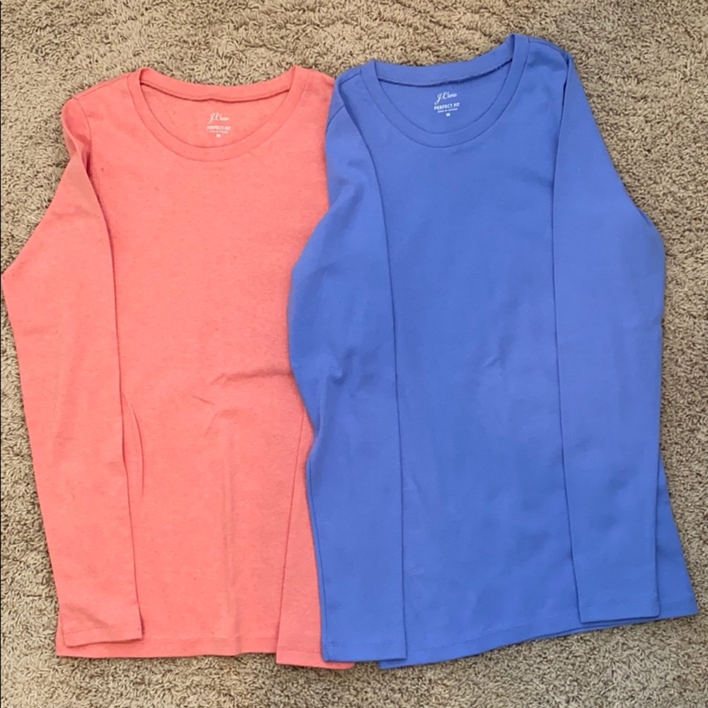 2 JCrew “Perfect Fit” long sleeve cotton T-shirts